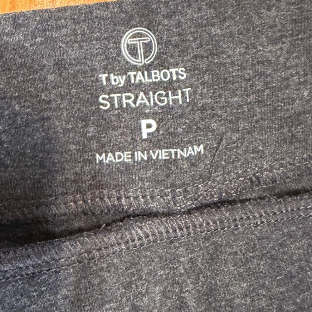 T by Talbots Womens Petite Straight Leg Pants Gray Cotton Blend NWT Athleisure - Picture 3 of 7